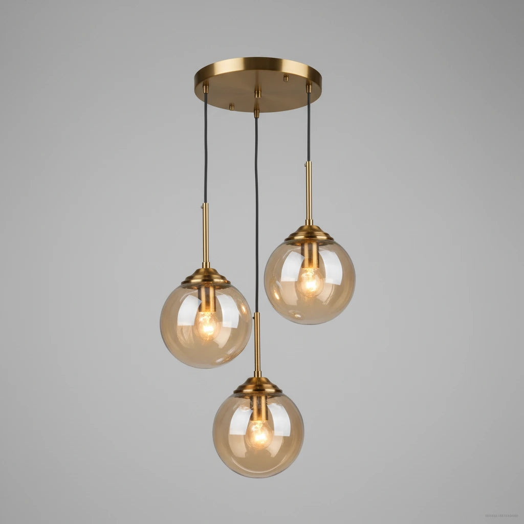 Éclat — Suspension design en verre ambré, lumière chaleureuse & élégante