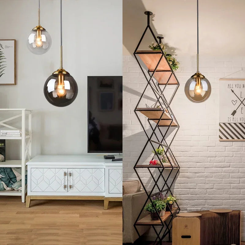 Éclat — Suspension design en verre ambré, lumière chaleureuse & élégante