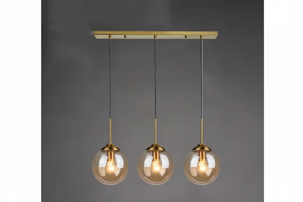 Éclat — Suspension design en verre ambré, lumière chaleureuse & élégante