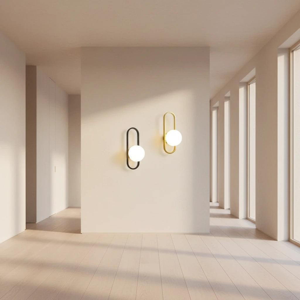 Applique Murale Linéa Orb – Verre Dépoli & Métal Doré ou Noir, Style Classique ou Moderne